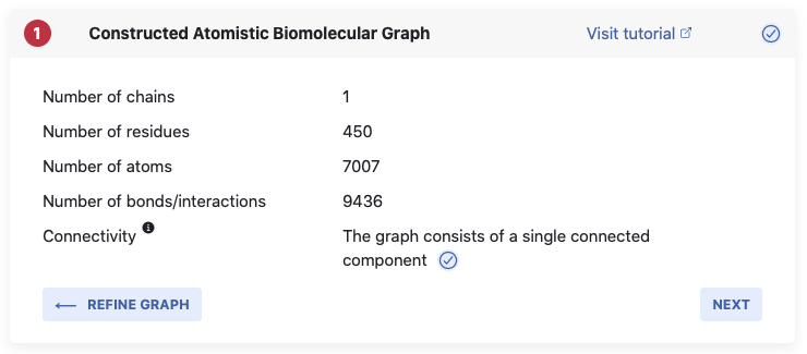 Screenshot of feedback on constructed graph on computational settings page.
